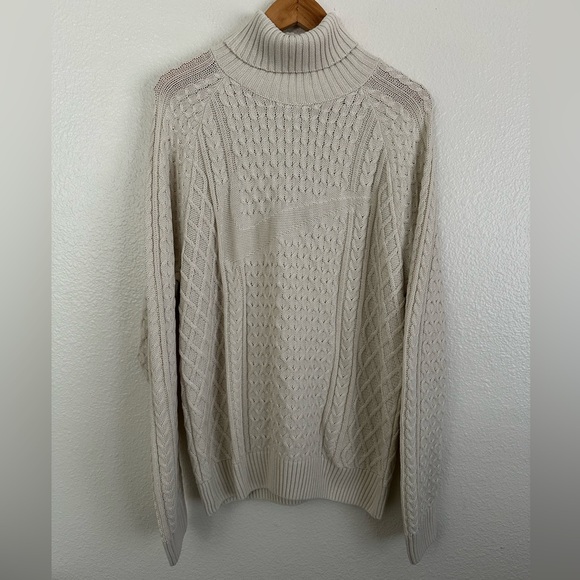 Nike Life Cable Knit Turtleneck Sweater Off White Bone FB7770-072 Men’s - Picture 1 of 9